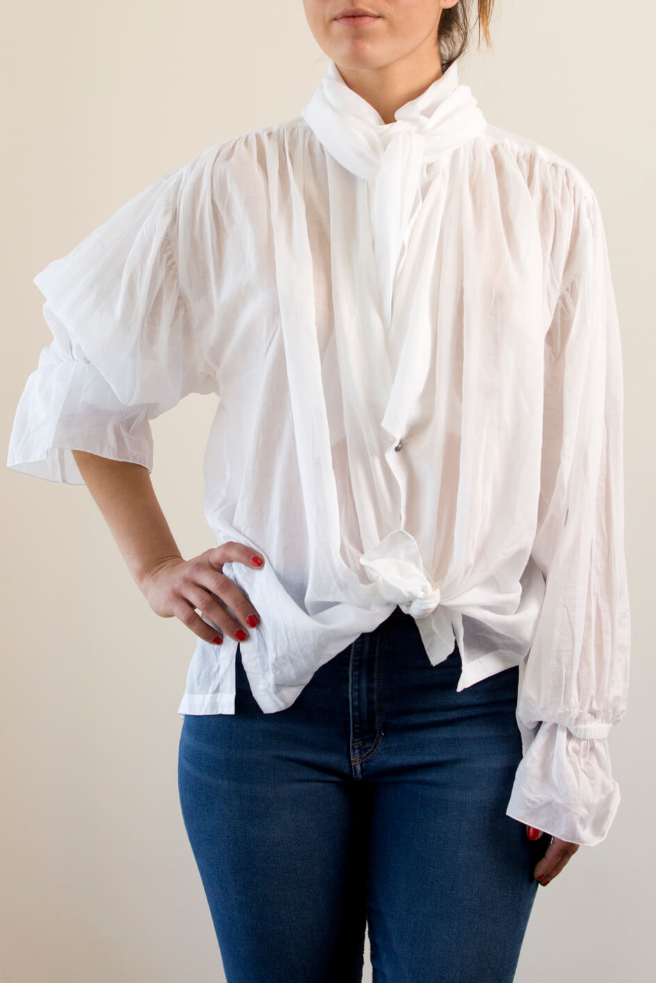 Bow Bow silk shirt with romantic sleeve, wrap ties | The Tailor & his Lover