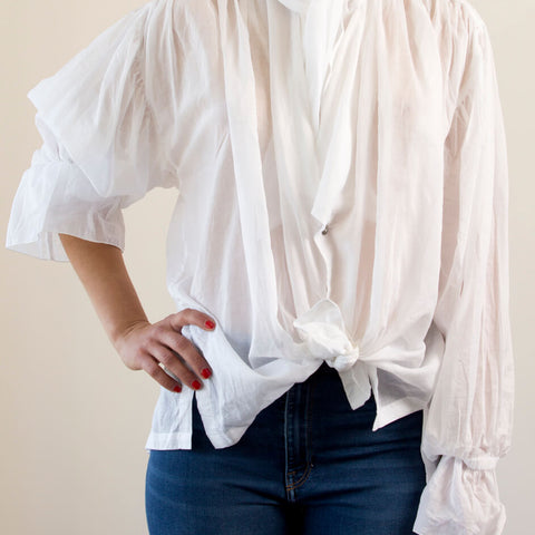 Bow Bow silk shirt with romantic sleeve, wrap ties | The Tailor & his Lover