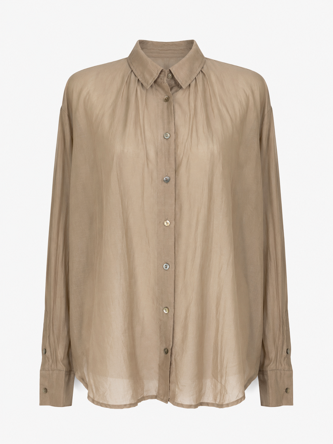Cotton silk tiny tucks and gathered ack neck detail shirt by The Tailor & his Lover