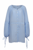Slightly brighter powder blue blouse flat lay