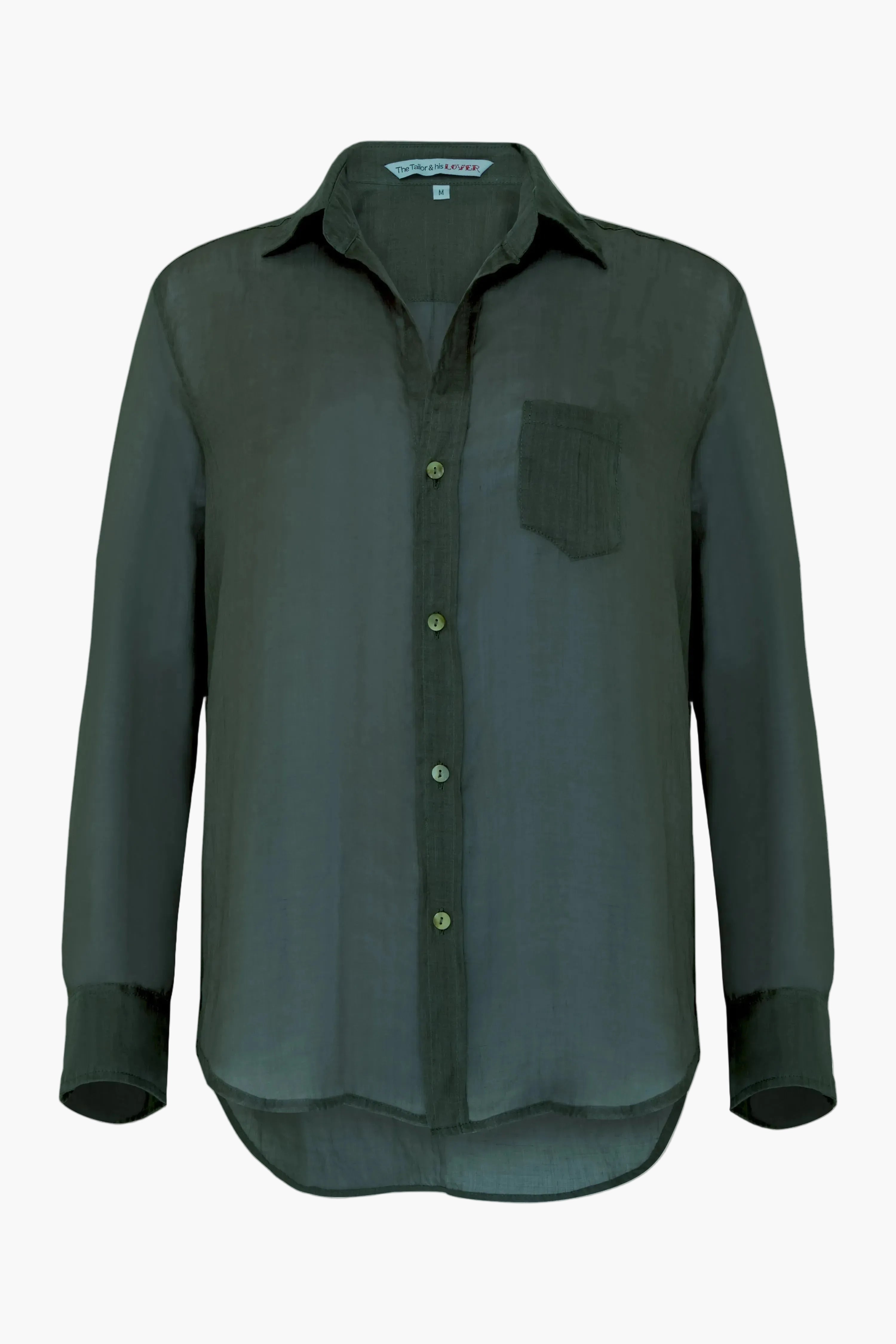 Greenstone ramie linen shirt by The Tailor & his Lover