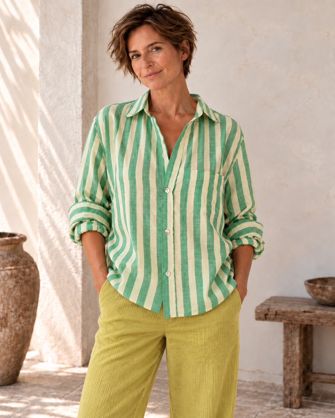 Boxy boyfriend shirt in 100% soft fine cotton.