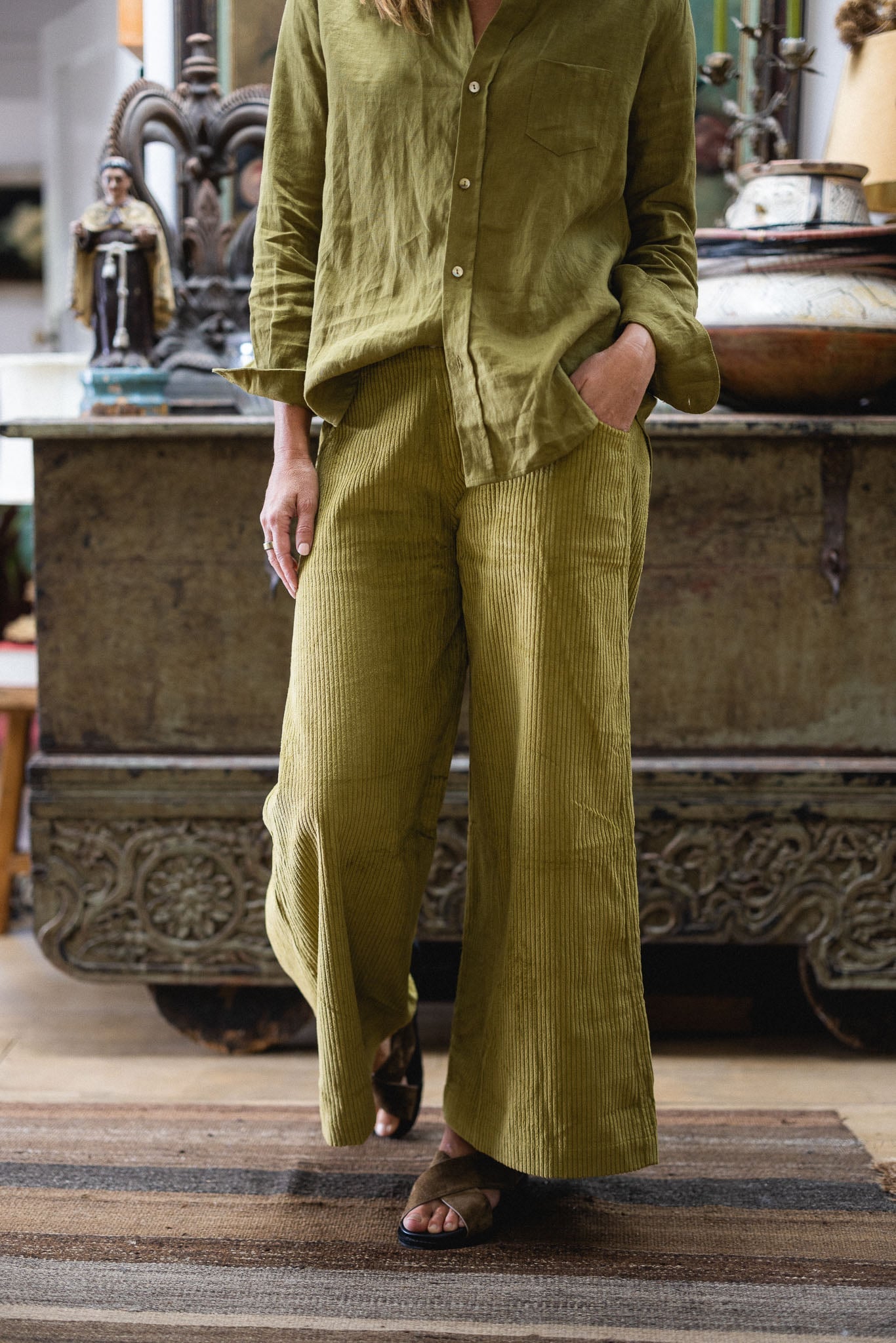 Pistachio green cord pants by The Taoilor and his Lover