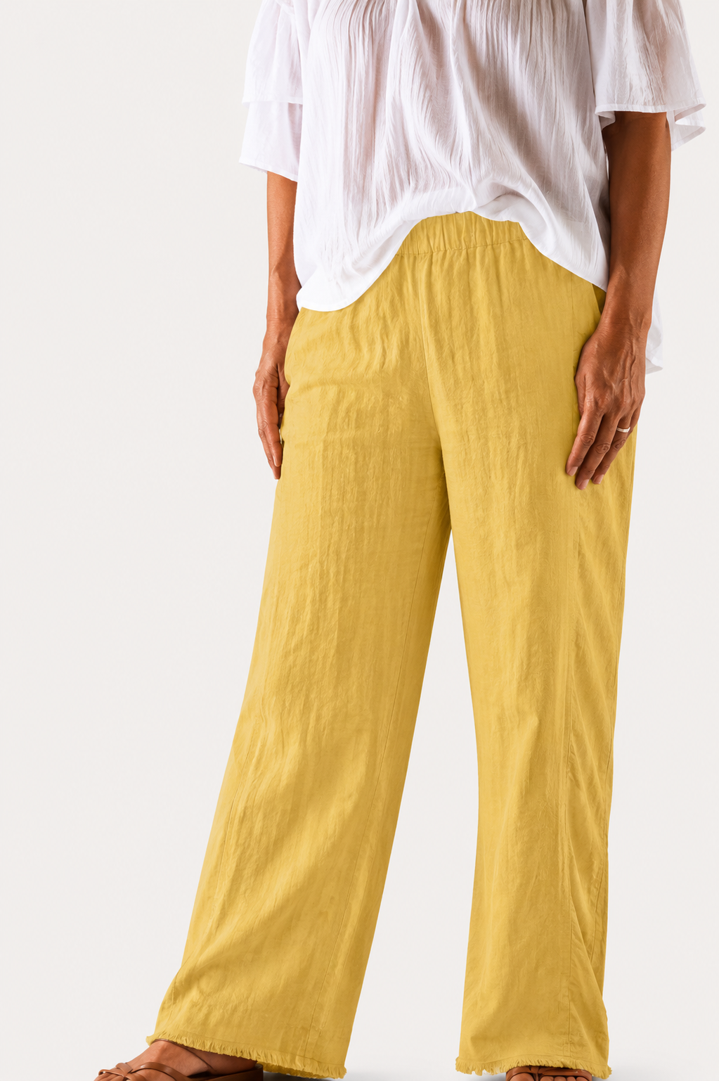 Jen pant straight leg linen n Piccadilly Yellow