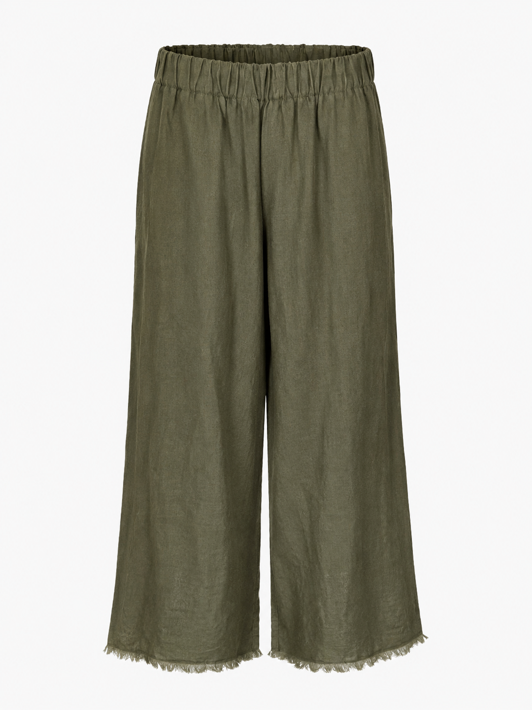 Dark Olive Green Lazy Linens Frayed Hem Jewel Edit