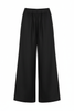 Black wide-leg linen pants