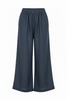 steely grey linen classic hem wide leg pant