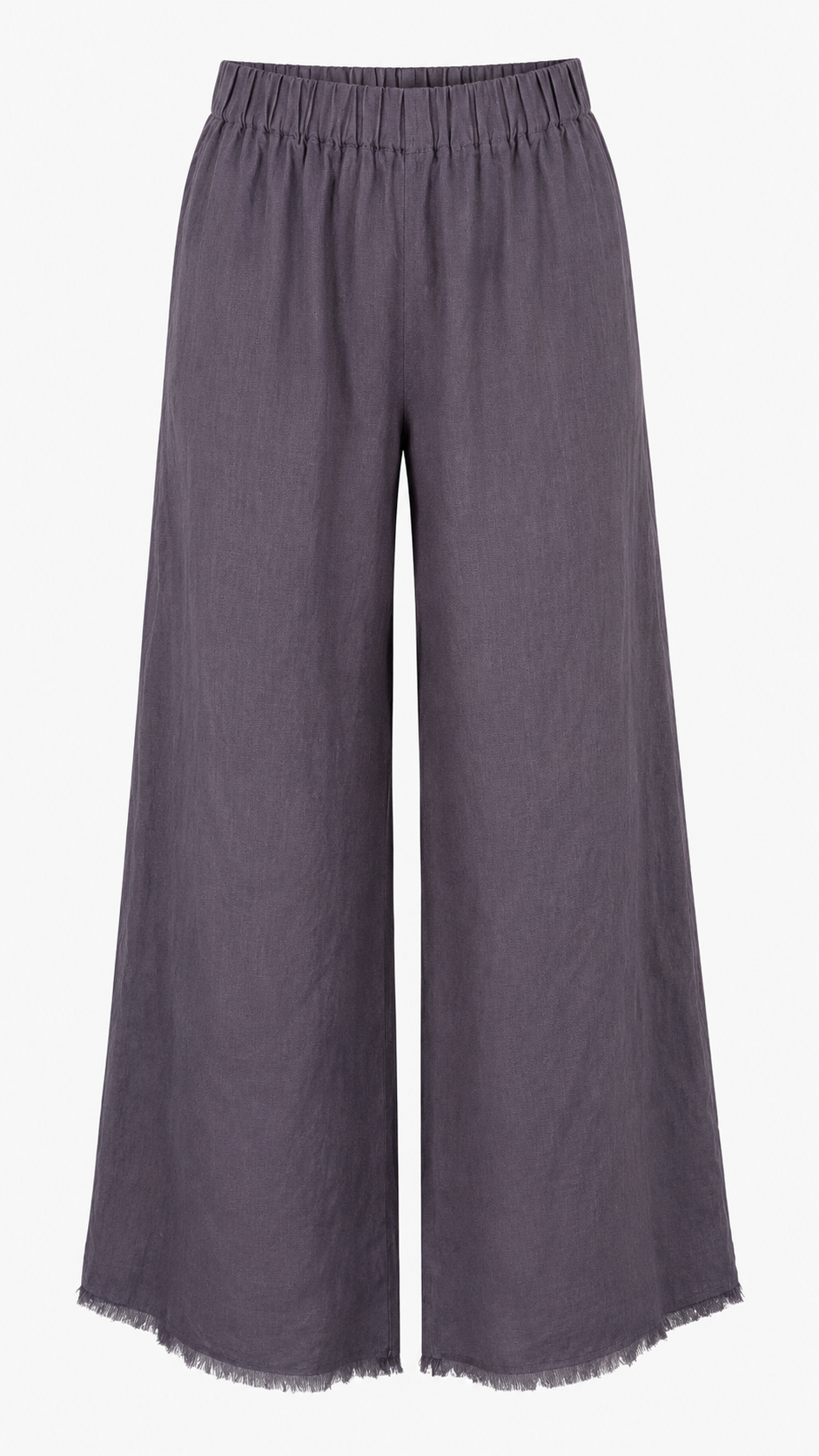 wide eg relaxed linen pant with pocket and signature frayed hems