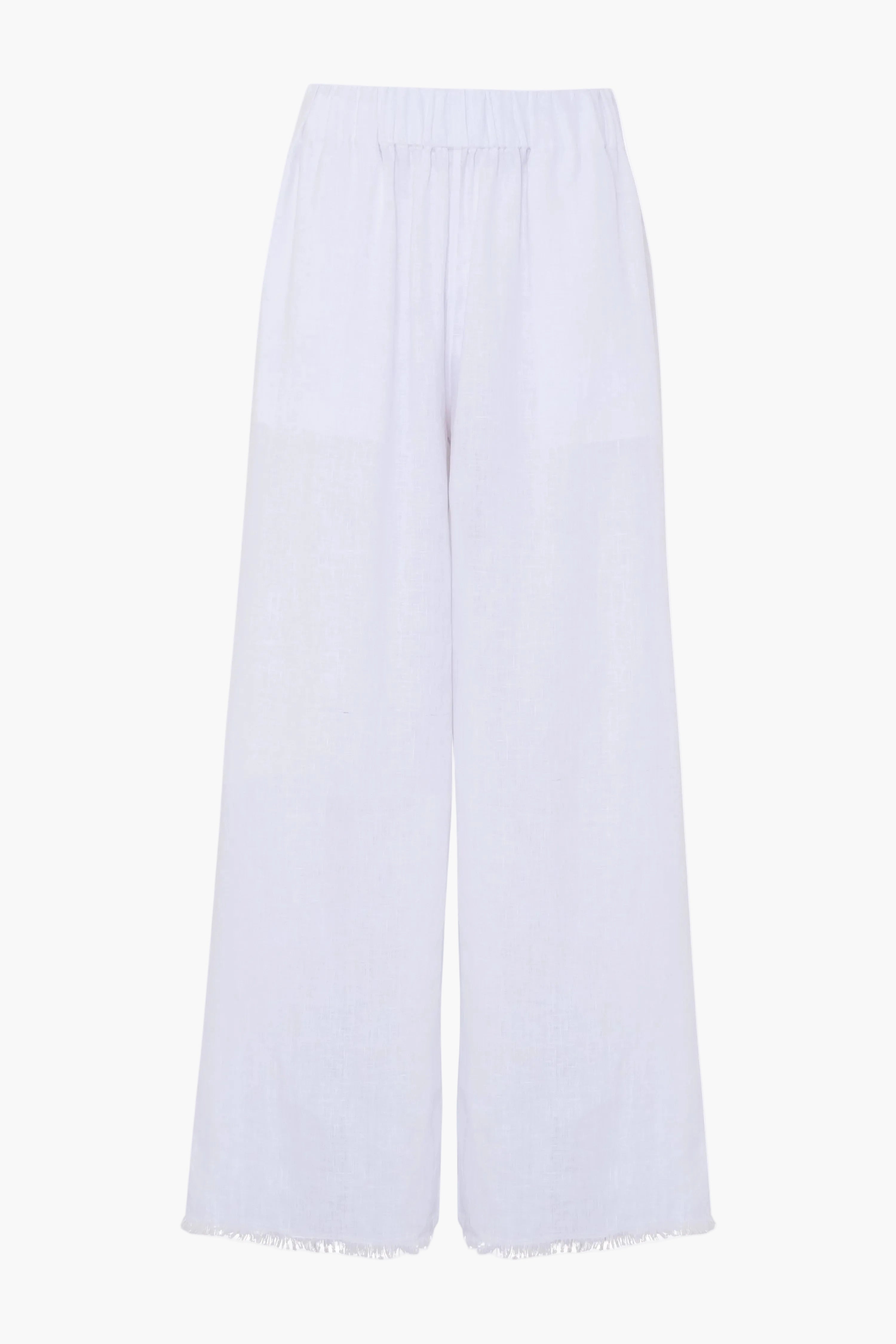 White linen wide leg frayed hem pant by The Tailor & his Lover