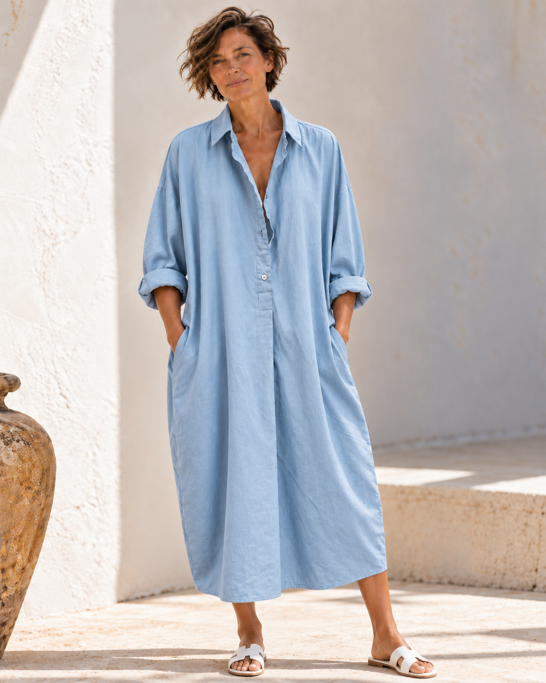 Misty Rose Left Bank Shirt Dress