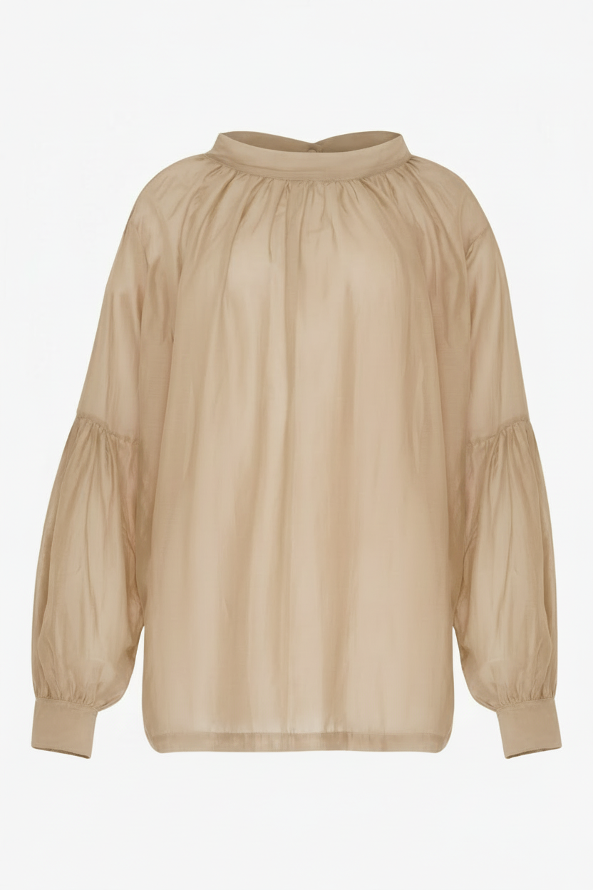 Molly Woppy in cotton silk, with voluminous sleeve