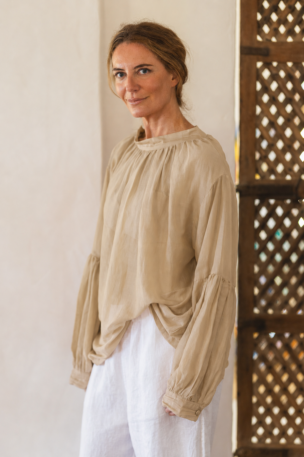 Molly Woppy cotton silk loose fitting top with voluminous sleeve ideal all year round wear