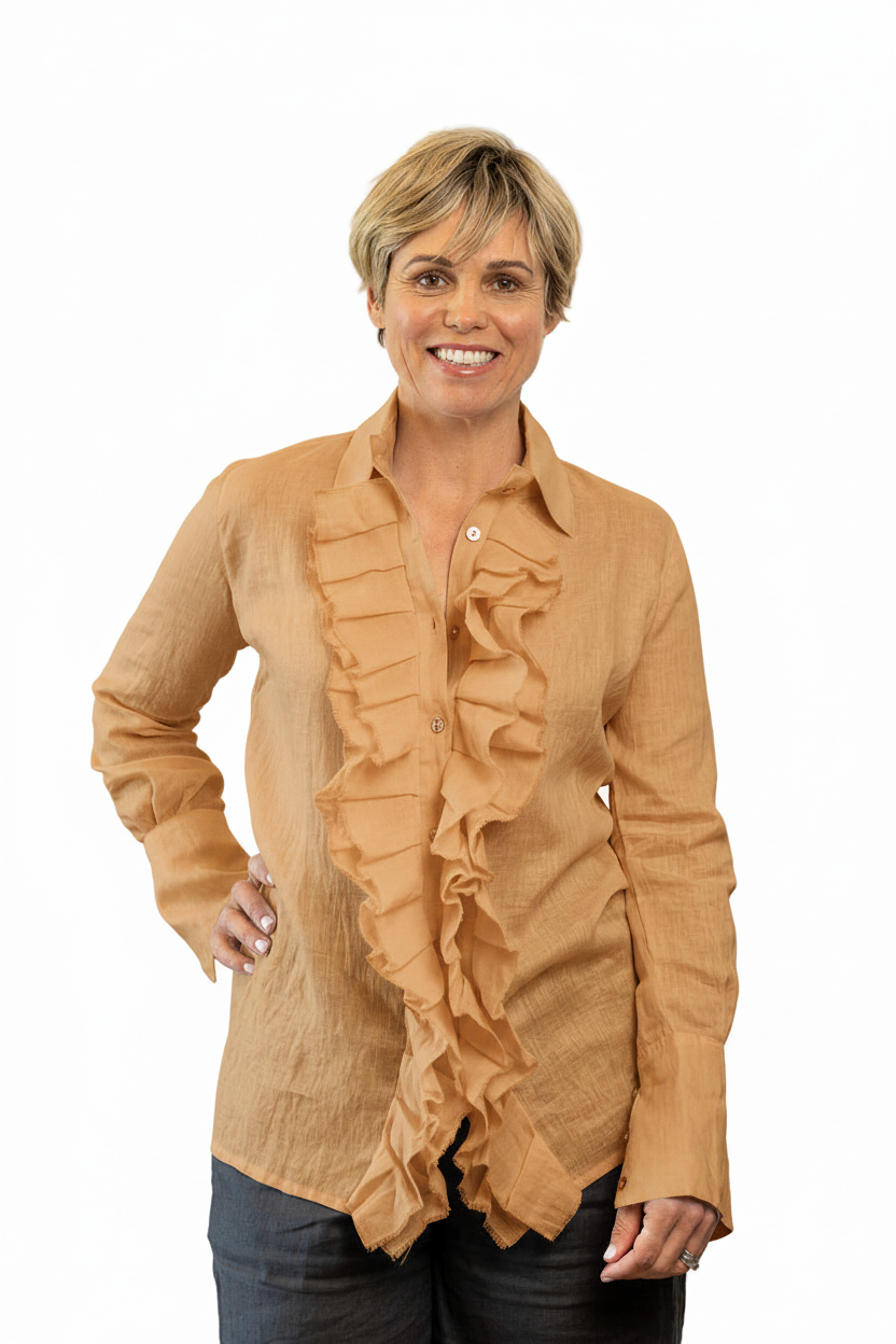 Ruffled for Romance Shirt in Hokey Pokey - Front view