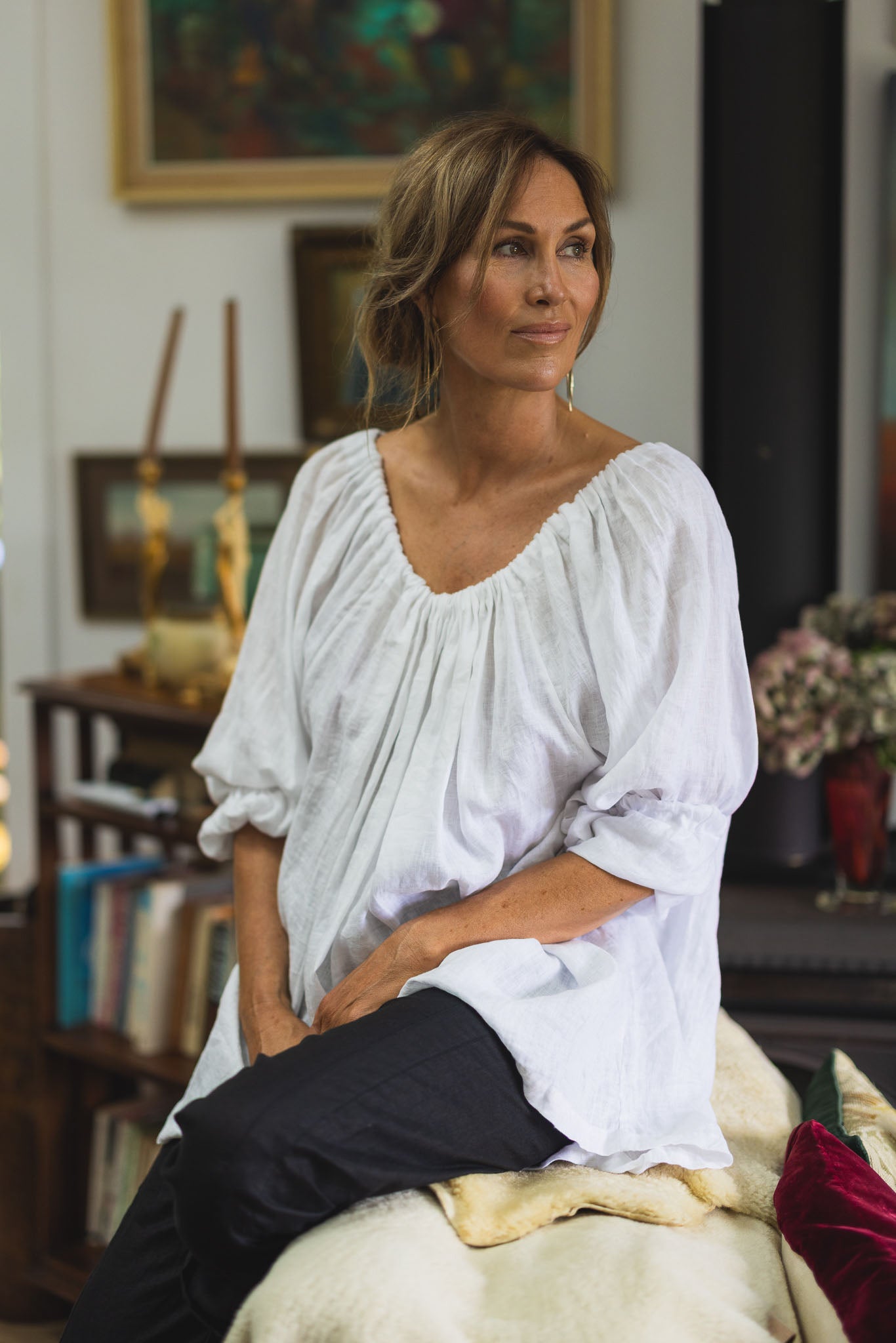 She's More Tied white Linen Top by The Tailor & his Lover