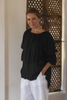 Black Ramie Shes not frayed top