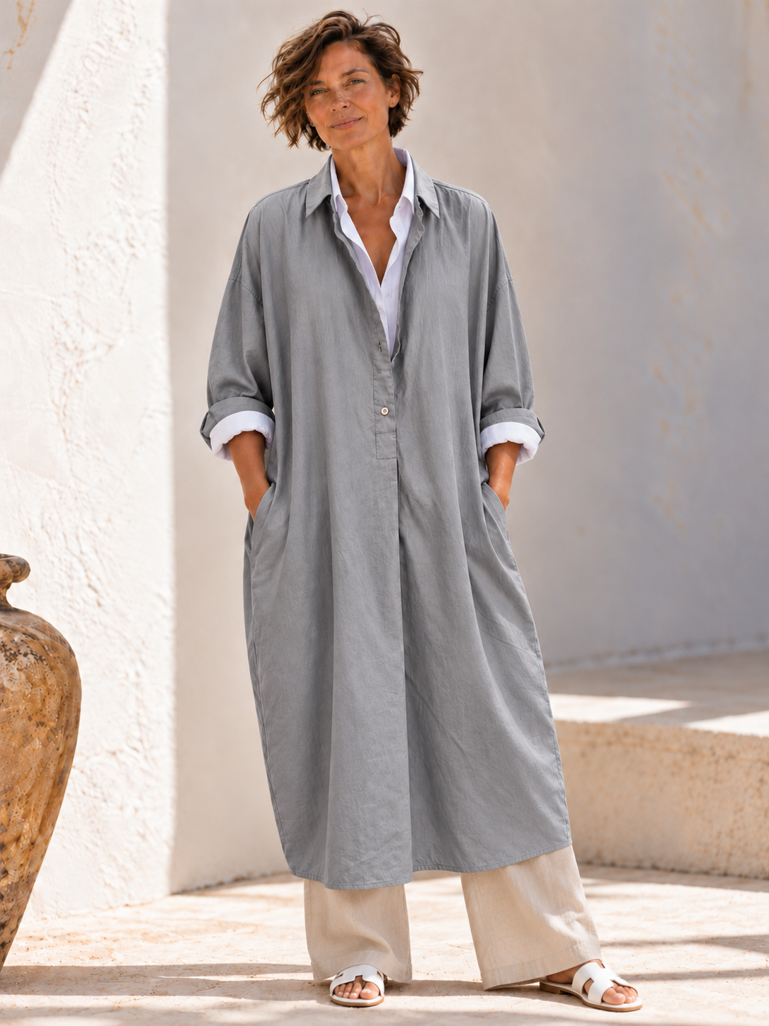 Misty Rose Left Bank Shirt Dress