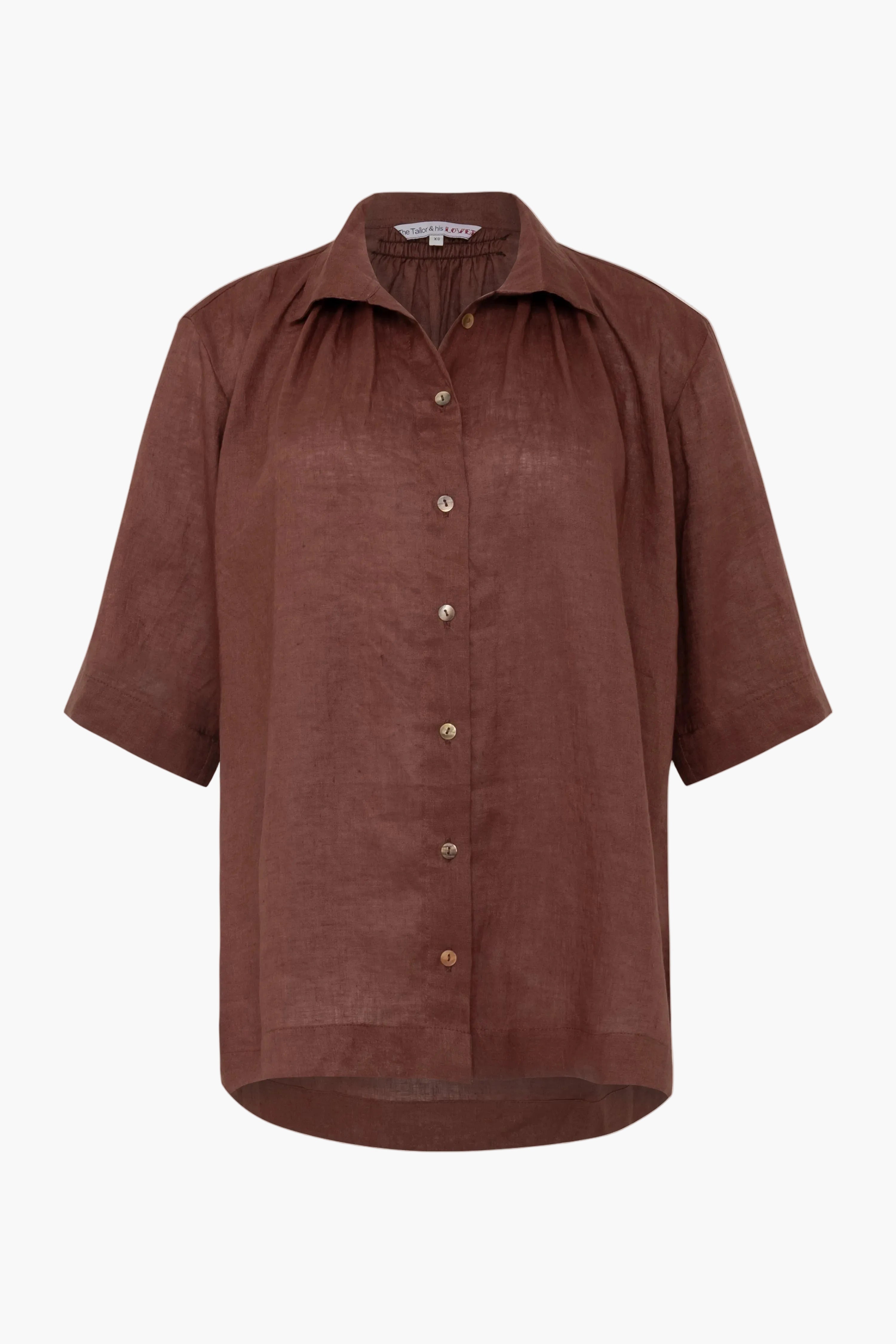 Tiny Tuck Shirt Deep Chocolate Linen