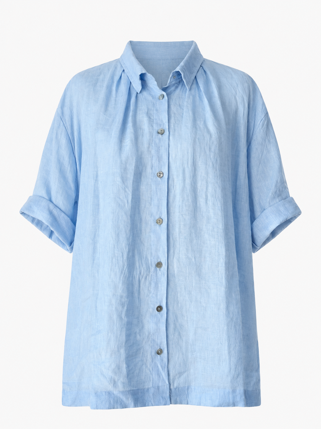 White Smoke Tiny Tuck Shirt Powder Blue Linen
