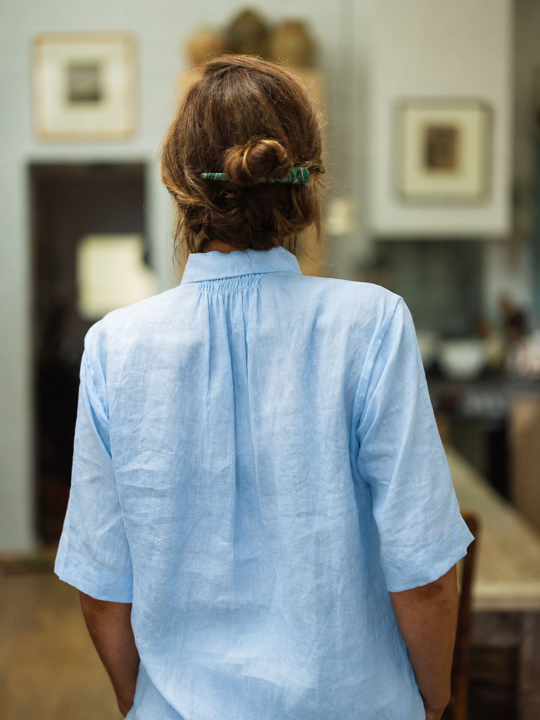 Tiny Tck shirt in powder blue back detail