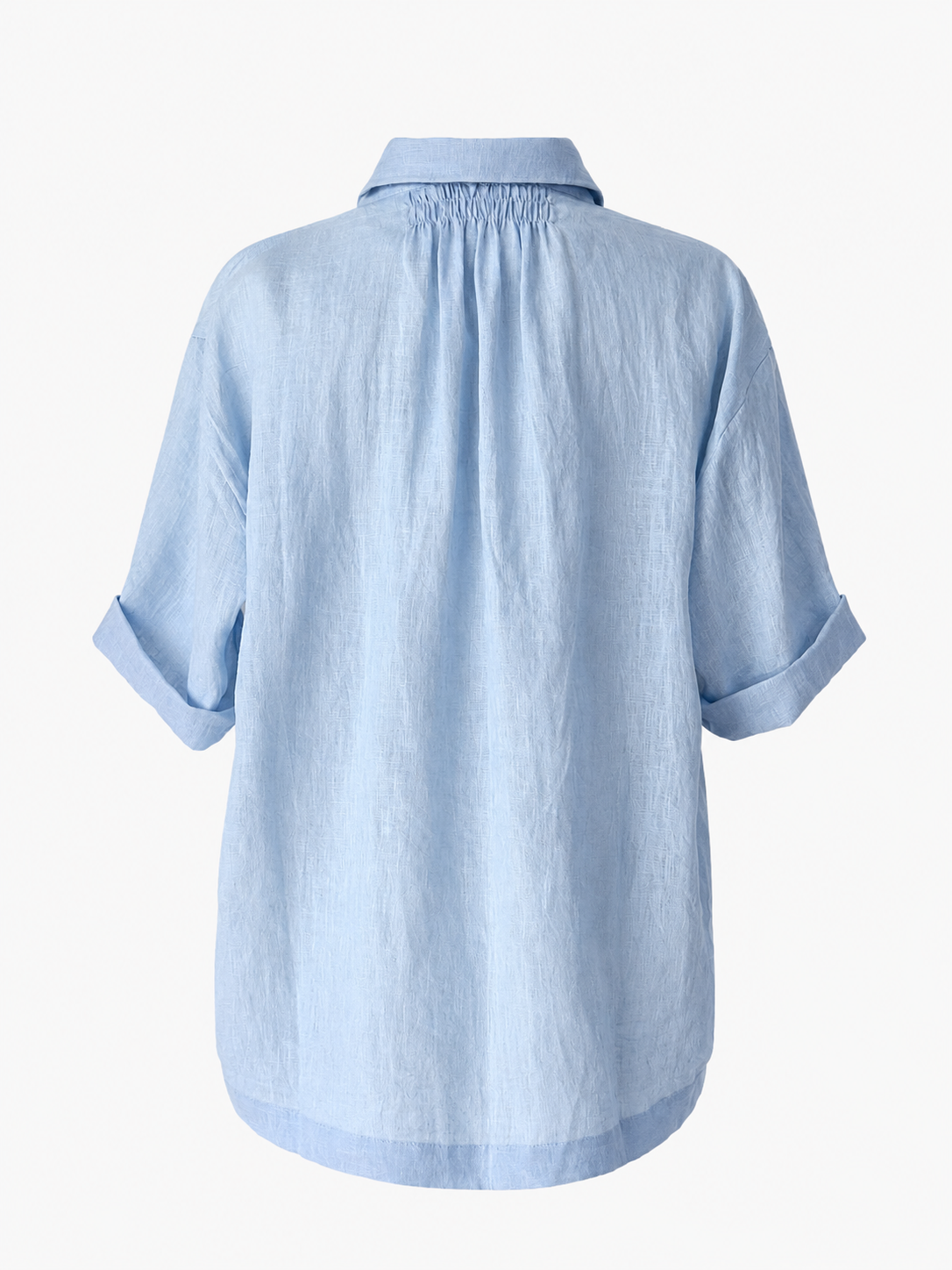 White Smoke Tiny Tuck Shirt Powder Blue Linen
