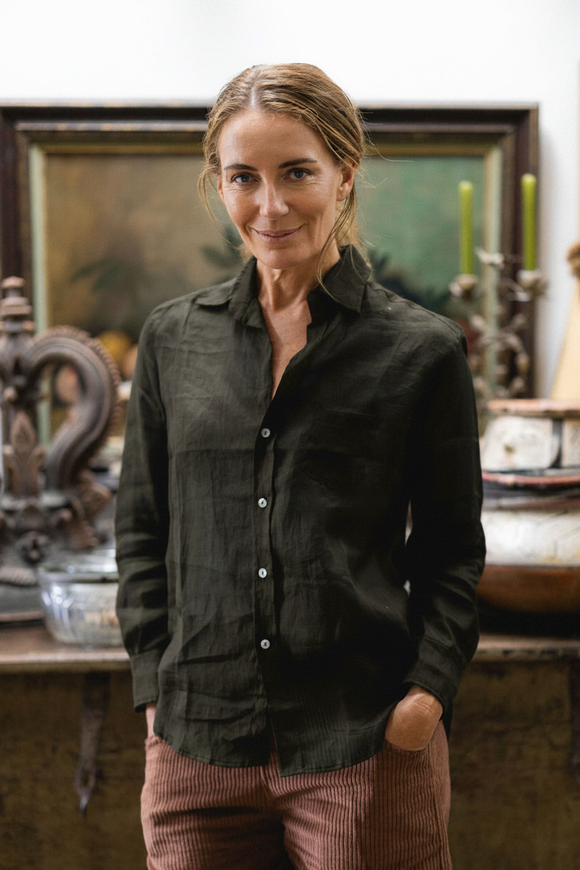 Boyfriend Boxy Shirt in Greenstone