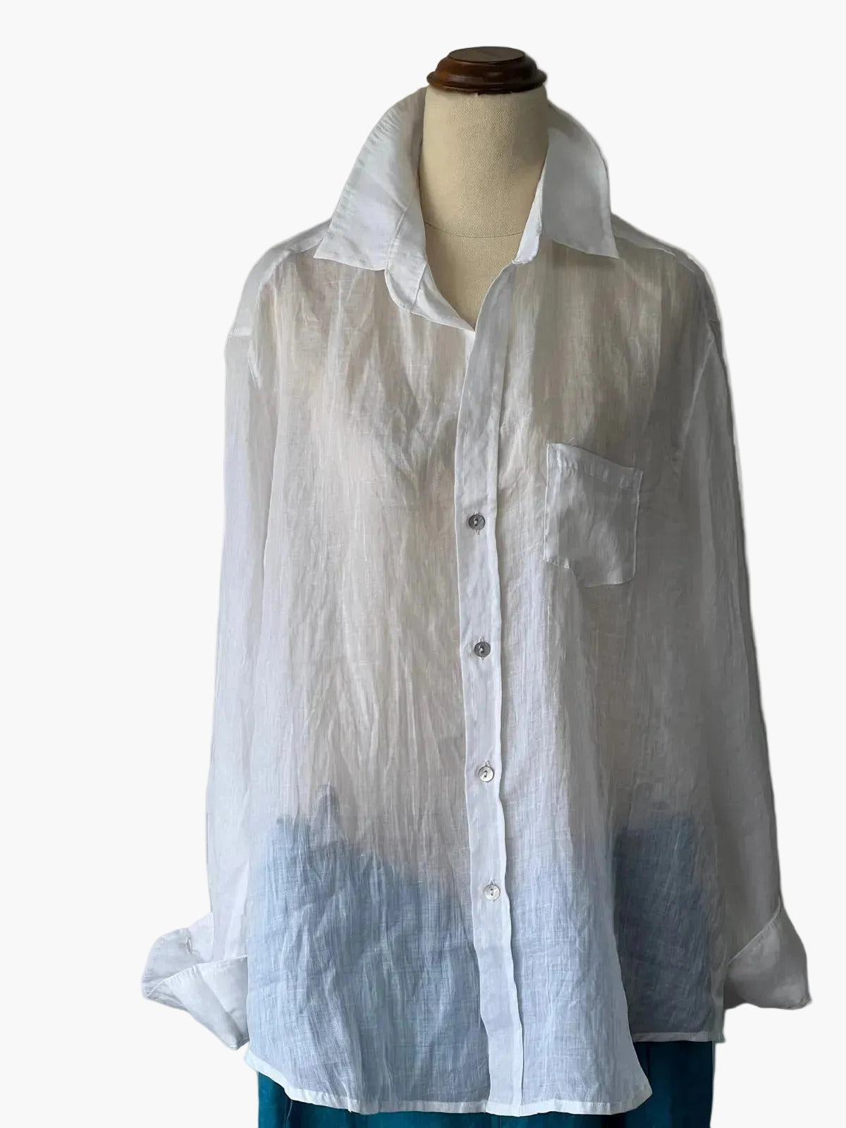 White ramie linen shirt by The Tailor & his Lover