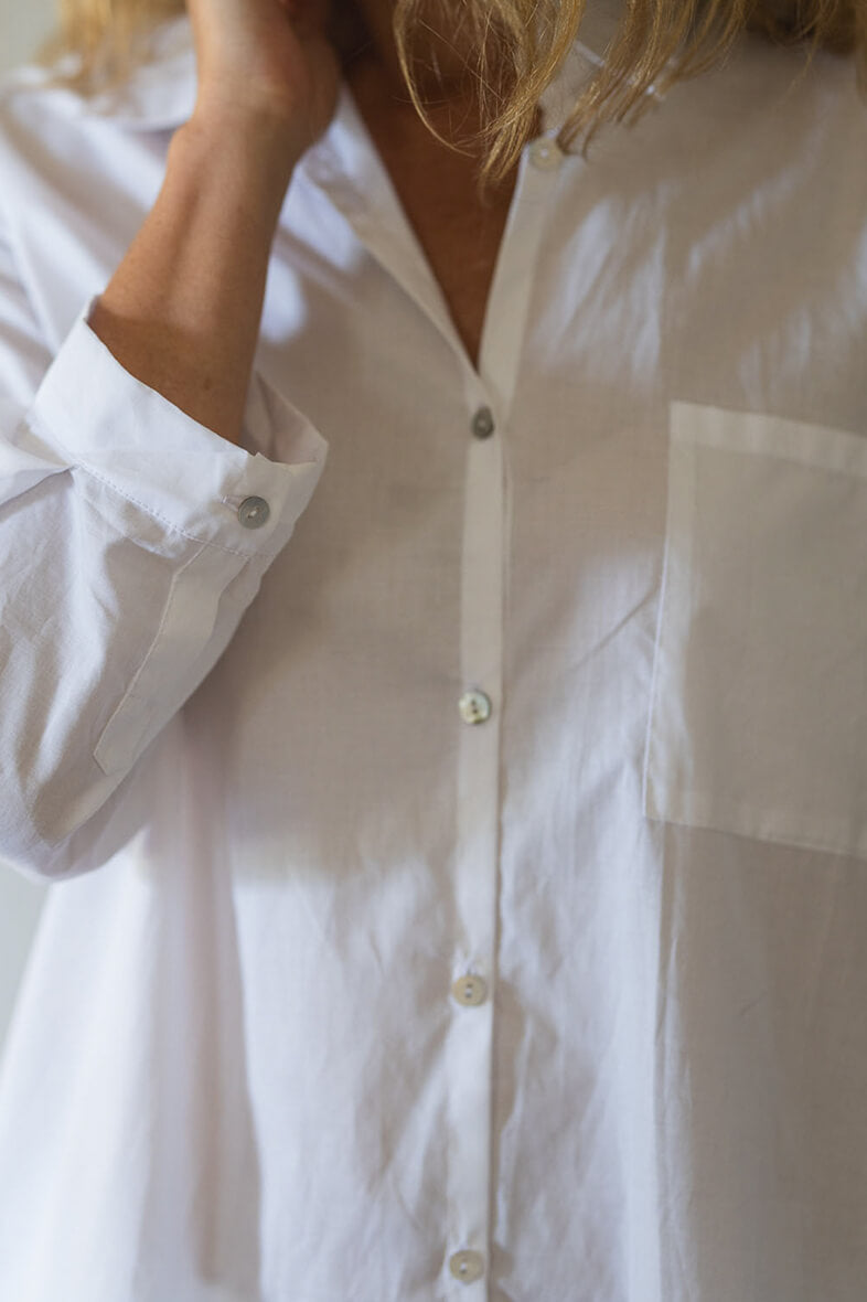 the tailor and his lover white shirt on model